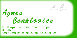 agnes csaplovics business card